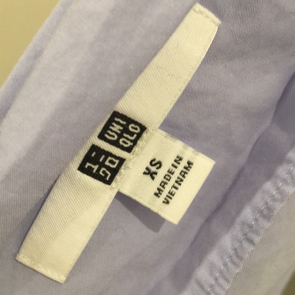 2 set Uniqlo white purple/blue tie side blouse blouses xs - Picture 6 of 8